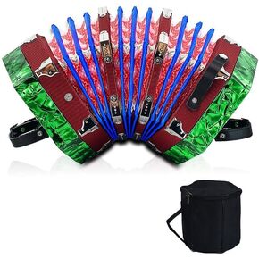Concertinas,20-key accordion for adults, professional accordion for beginners, adjustable hand straps, instrument accessories (BLACK)