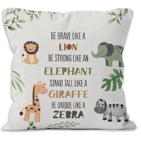 Kids Tropical Wild Animal Throw Pillow Covers, Inspirational Decorative Pillow Covers for Kids Room Nursery Decor, Motivational Cushion Covers, be Brave Like a Lion Decor Pillow Covers 18x18 in Saudi Arabia
