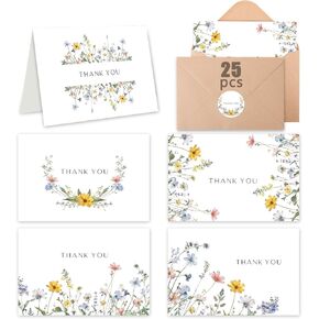 48 Pack Blank Cards and Envelopes, Watercolor Flowers Blank Greeting Cards, Blank Cards for All Occasion