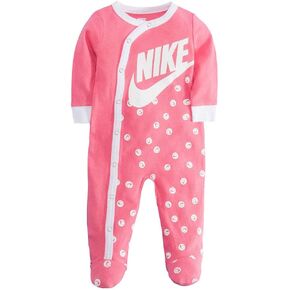 NIKE Infant/Toddler Printed Footed Coverall (Pink(56D679-A5K)/White, 3 Months)