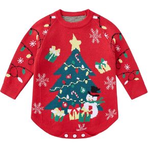 BFUSTYLE Baby Ugly Christmas Sweater 0-24 Months Xmas Outfit Newborn Romper Knitted One Piece Infant Bodysuit
