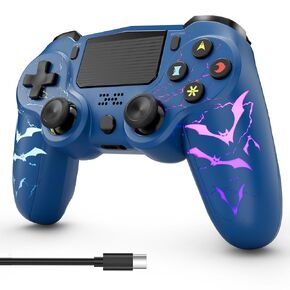 CHENGDAO PS4 Controller 2 Pack, Light-up PS4 Controllers Wireless with 5 Lights Mode/USB Type-c Port/Touchpad Turbo/Dual Motors/6-Axis Gyro, Compatible with PS4/Slim/Pro, PC, and Phone