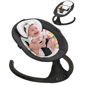 LAREX Baby Swing for Infants, Electric Baby Swings for Newborns Portable Babies Swing with 5 Speeds, Bluetooth Music, Remote Control, Grey