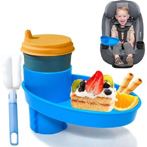 Cup Holder Toddler Travel Tray Kit, Car Seat Cup Holder Includes Brush Snack Tray Car Seat Tray for Car Seats, Booster Seats, and Strollers, Road Trip Essentials for Toddlers