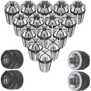 19 Pcs ER11 Spring Collet Set Er11 A M14 Thread Collet Clamping Nuts ER11 Precision Spring Collet Set for CNC Engraving Milling Lathe Chuck Tool, 1.0mm-7.0mm and 1/4, 1/8