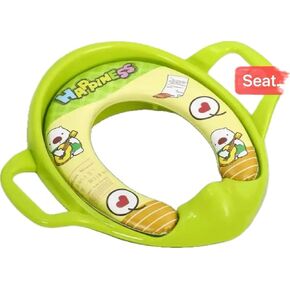 Toddler Toilet Potty Training Seat,Compact,Non-slip,Lightweight with Splash Guard,Handles & Soft Cushion,Unisex, Green