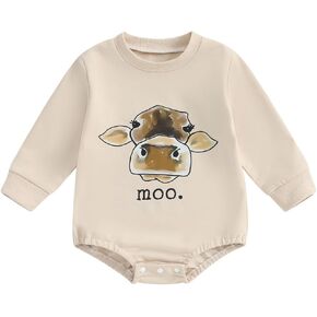 Pudcoco Infant Baby Boys Girls Farm Animal Outfit Long Sleeve Sweatshirt Romper Jumpsuit Fall Clothes