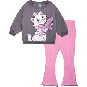 Disney Baby Girls' Pants Set - 2 Piece Minnie Mouse, Marie, Lilo & Stitch Fleece Sweatshirt and Flare Leggings Set (12-24M)