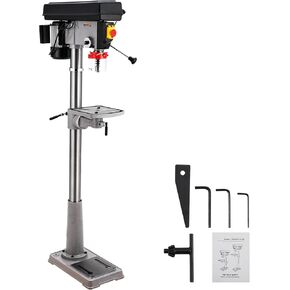 13 In Floor Drill Press, 7.5 Amp 120V Pure Copper Motor, 288-3084 Rpm Variable Speed Cast Iron Bench Drill Press, 0-45° Tilting Worktable, Tabletop Drilling Machine for Wood Metal