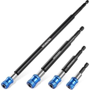 WORKPRO Drill Bit Extension Set, 4Pcs Magnetic Drill Screwdriver Bit Holder Extender with Aluminum Sleeve, 1/4 Inch Hex Quick Release Bit Holder for Drill in 2-3/8",4",6",12''