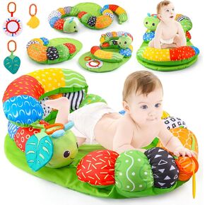 ARANEE 2-in-1 Tummy Time Mat & Seated Support Pillow Baby Toys 6-12 Months, Baby Tummy Time Toys Sit Me Up Floor Seat for Newborns and Older Babies, with Detachable Support Pillow and Toys