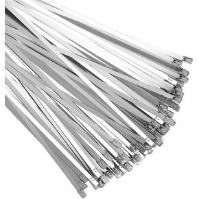 Metal Zip Ties Tool, 150 pcs, 304 Stainless Steel Zip Ties Gun Kit, Heavy Duty Outdoor Adjustable Fastening Cable Tie Gun Tool Sets with Self-Locking Metal Zip Ties