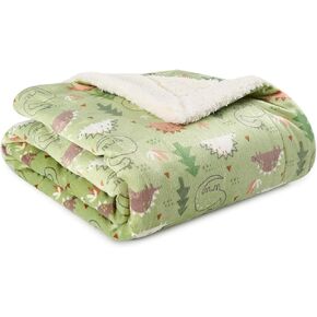 Sherpa Kids Blanket Cozy Cute Baby Blankets for Boys Babyand Girls Animal Pattern Throw Blankets Plush Flannel Warm Dinosaur Toddler Blanket for Daycare,White 30"x40"