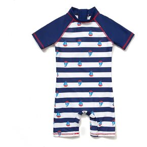 Baby Boy Sunsuits UPF 50+ One Piece S/S Swimsuits with Sun Hat