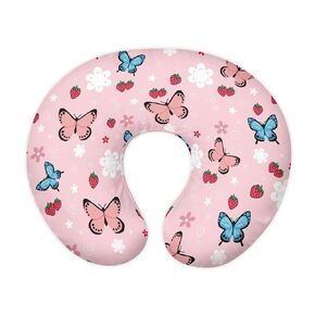 Butterfly Strawberry Print Nursing Pillow Cover for Infant Boy Girls Baby Breastfeeding Pillow Cover with Hidden Zipper, Neutral Nursing Pillow Slipcover, Soft and Breathable