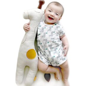 Giraffe Organic Linen Cotton Stuffed Animal Cute Hugging Body Pillows Gift Pack Greeting Card Hand Stitched Fur Free Plush Toy Washable 25 inches