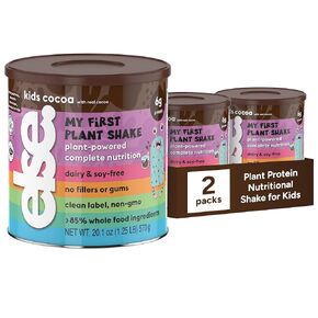 Else Nutrition Plant-based Kids Protein Shake Powder for Ages 2-12. Dairy-free First Kids Complete Nutrition Shake with plant protein and 25 Vitamins & Minerals, Chocolate, 2- Pack
