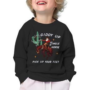 Cowboy Christmas Sweatshirt Toddler Baby Boy Giddy Up Jingle Horse Shirts Xmas Pullover Rodeo Tops Holiday Clothes