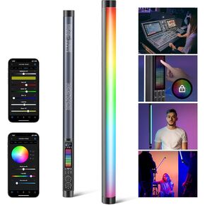 NEEWER RGB Tube Light, 30W LED Video Light RGBWW Full Color Stick Light Wand with 18 Scenes 7 Pixel Effects 2500-10000K CRI97/TLCI98 6000mAh, APP/2.4G/DMX Control for Photography Video Record, TL90C