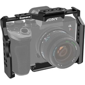 Camera Cage for Sony Alpha 7 IV/A7 III/A7 II/A7R III/A7R II, Video Stabilizer, Cold Shoe Mount, Multiple 1/4"-20 & 3/8"-16 Threaded Holes