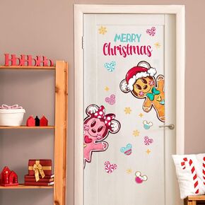 Mfault Merry Christmas Cartoon Character Door Stickers Decals, Xmas Tree Max Dog Removable Winter Door Decorations, Funny Holiday New Year 2025 Home Decor for Refrigerator Door Wall Window