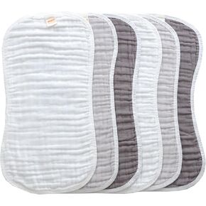 MUKIN Baby Muslin Burp Cloth Set of 6, Ultra Soft Absorbent Thick Cotton Burping Cloths for Unisex Newborn Babies, 20'' by 10'' Neutral Milk Spit Up Rags Boys Girls - Baby Must Haves. (Gradient Pink)