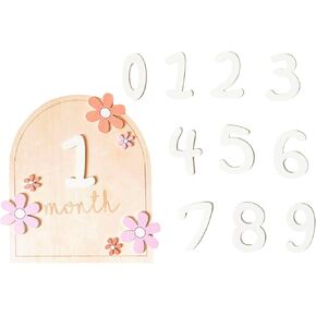 Wooden Newborn Birth Announcement Board Baby Milestone Card for Baby Shower Gifts Nursery Information Record Board (HELLO WORLD)