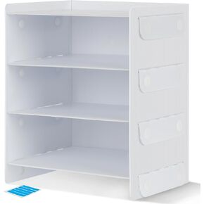 Storage Standard 4 Tier Paper Organizer with Handle - Corrugated Plastic Office Organization and Storage, Portable Paper Letter Tray Desk Organizer, Desk Accessories & Workspace Organizers