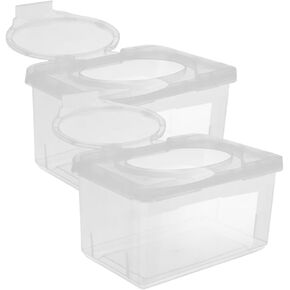 2pcs Baby Wipes Box Carrying Case Acrylic Baby Wipes Holder Reusable Desktop Wipe Dispenser Container with Lid Wipe Container for Bathroom Travel Household Pp Wipes Cover