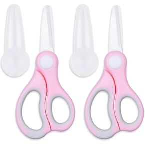 Ceramic Baby Food Scissors - Portable Shears - Healthy Food Cutter with Dust Cover and Storage Case - Cuts Meat, Chicken, Vegetables, Fruits (2-Pack)