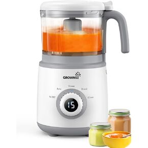صانع طعام الأطفال من جرونسي بزر واحد، خلاط مطحنة طعام الأطفال بالبخار في جهاز واحد للطهي التلقائي والطحن، آلة خلاط صانع هريس الطفل مع تنظيف ذاتي، رمادي فاتح in Kuwait