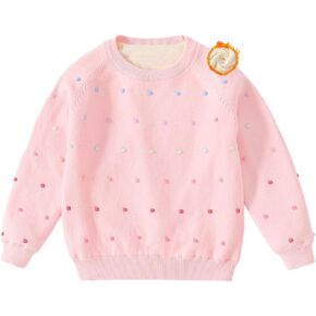 Baby Girls Gradient Dot Crewneck Sweater - Kids' Knit Sweater Blouse Pullover Long Sleeve Tops Children's Toddler