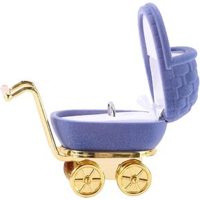 Leadigol 1PCS Cartoon Stroller Shaped Ring Box,Cute Single Ring Box Velvet Stroller Ring Box Jewelry Organiser Case Holder