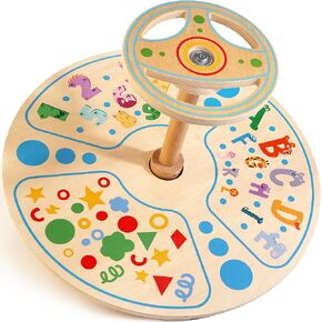 Wooden Sit and Spin Toy | Spinner Seat - Big Size - Sit ‘n Spin Classic Spinning Activity Toy for Toddlers & Kids All Ages - FSC-Certified