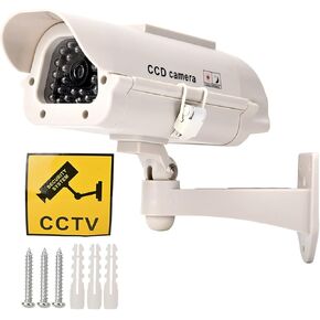 Solar Power Simulated Cameras Dummy Fake Camera with LED Light CCTV Camera ome Surveillance Simulation Waterproof Monitor Home Security Systems for House, Shops, Warehouse,Office,Garden