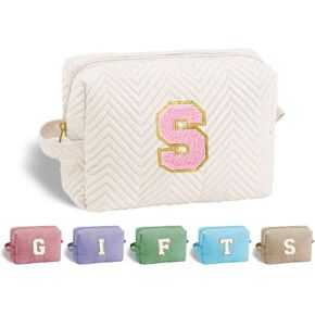 YOOLIFE Initial Makeup Bag - Cosmetic Bag Personalized Makeup Bag Travel Make Up Bag for Women Monogrammed Makeup Bag Cosmetic Bag Travel Toiletry Bag Travel Gifts for Women K