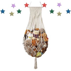 Stuffed Animal Hammock Wall Hanging Net Storage Plush Toy Holder Macrame Organizer for Bedroom Room Decor