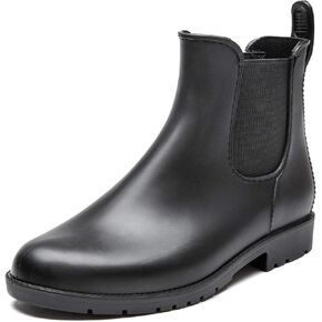 DKSUKO Rain Boots for Women Waterproof Elastic Slip On Ankle Chelsea Booties