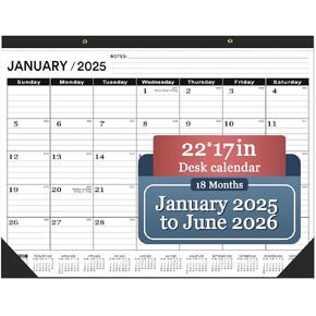 Desk Calendar 2024-2025 large 22 x17 (July 2024-December 2025) Large Desk Calendar 2024-2025,Classic Black Calendar 2024-2025,Large Monthly Desktop Calendar 2024-2025,Desk Calendar with Plastic Cover