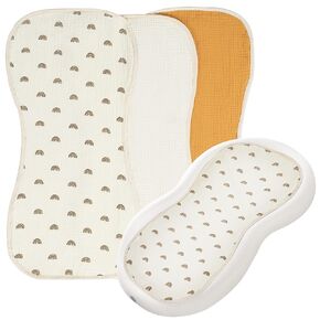 HOMBYS Changing Pad Liner Fits for Changing Pad,Washable Baby Changing Pad Cover Waterproof,100% Cotton Muslin Changing Table Pad,3 Pack,Cream White,Ginger,Rainbow