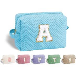 YOOLIFE Initial Makeup Bag - Cosmetic Bag Personalized Makeup Bag Travel Make Up Bag for Women Monogrammed Makeup Bag Cosmetic Bag Travel Toiletry Bag Travel Gifts for Women K