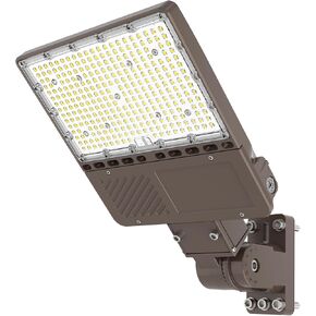 ADUB 320W LED Parking Lot Light with Photocell, 5000K LED Shoebox Light Adjustable Arm & Slip Fit Mount, 48000 LM Pole Lights Outdoor IP65 Commercial Street Area Flood Security Lighting, UL Listed