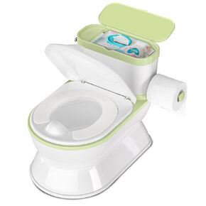 2-in-1 Toddler Potty Training Toilet - Larger Potty Chair & Detachable Training Seat for Boys & Girls Ages 1-3 with Flushing Sound, Wipes Storage, Toilet Paper Holder - Blue