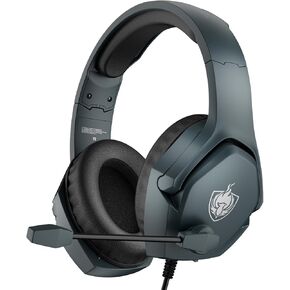 PHOINIKAS Gaming Headset for PS5, PS4, Switch, PC Gaming Headphone with Microphone, Xbox One Stereo Headset with 7.1 Surround & LED Light (Grey)