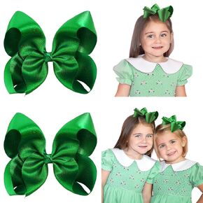 5.5 Inch 2pcs Yellow Gold Hair Bows for Girls Grosgrain Ribbon Toddler Hair Accessories with Alligator Clips for Toddlers Baby Girls Kids Teens
