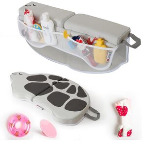 Comfortable Bath Kneeler and Elbow Rest Pad Set for Baby Bathing – 22'' Extra Long Non-Slip Kneeling Mat with 1.5'' Thick Memory Foam and Toy Organizer Pockets– Grey (Hippo Shape) in Kuwait