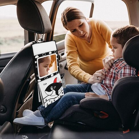 مرآة نوفيمل مي للأطفال من عمر 0 ​​إلى 6 أشهر، ألعاب مرآة أرضية للأطفال مع كتاب من القماش المجعد، ألعاب أطفال عالية التباين باللونين الأبيض والأسود، سجادة نشاط الزحف لألعاب مونتيسوري مزدوجة قابلة للطي (أسود) in Kuwait