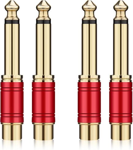 RCA to 1/4 Adapter 4 Pack, GOSYSONG 24K Gold Plated 1/4 inch to RCA Female Mono Audio Connecto(Blue*2+Red*2) in Saudi Arabia