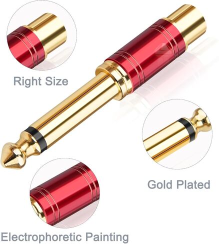 RCA to 1/4 Adapter 4 Pack, GOSYSONG 24K Gold Plated 1/4 inch to RCA Female Mono Audio Connecto(Blue*2+Red*2) in Saudi Arabia
