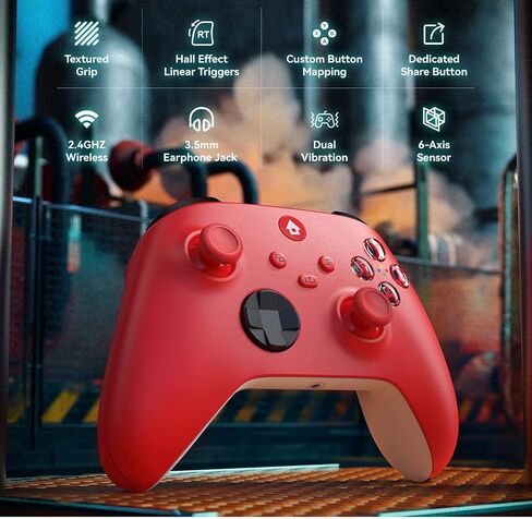 وحدة تحكم لأجهزة Xbox وXbox One وXbox One X|S وXbox Series X|S، وحدة تحكم لاسلكية مع اهتزاز مزدوج ومستشعر حركة ومقبس سماعة رأس 3.5 ملم - أحمر in Saudi Arabia